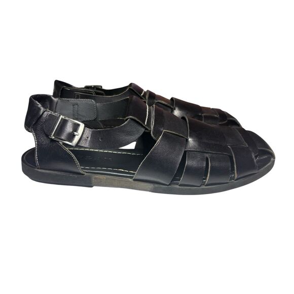 Mezlan Fisherman’s Sandals Leather Shoes Black Men’s Sz 7.5 Summer Made In Spain main image 7
